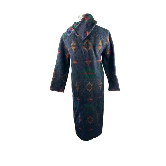 Woolrich Southwest Wool Reversible Long Hooded Blanket Coat Duster Small H14206 - Picture 9 of 16